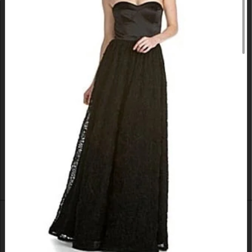 Adrianna Papell black rosette ball gown